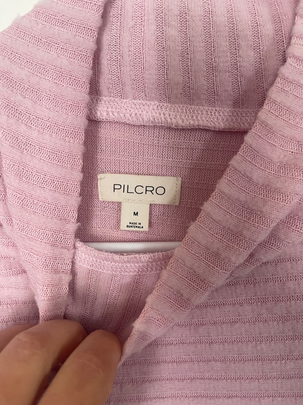 Pilcro Cozy Blush Ribbed High Neck Cropped Batwing Sweater - Picture 5 of 9